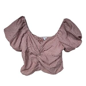 Rabbit Rose Gigham Crop Top L